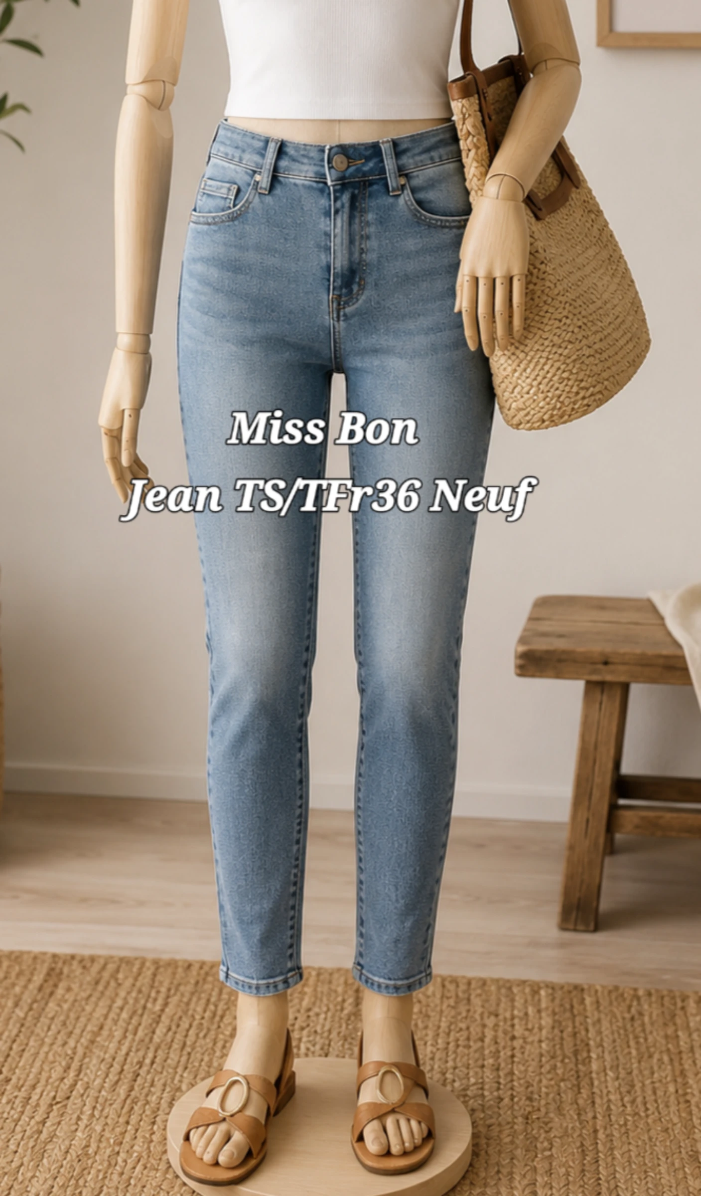 Miss Bon Jean TS/TFr36 -Bleu-Coupe Slim-Neuf avec Etiquette